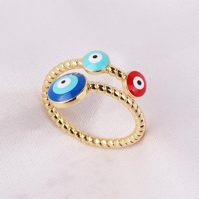 INS enamel evil eye real gold plated rings
