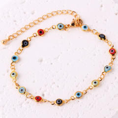 Popular color enamel evil eye flower real gold plated necklace bracelet