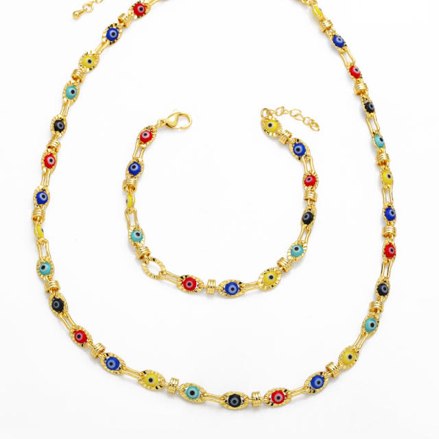 Personality evil eye real gold plated necklace bracelet