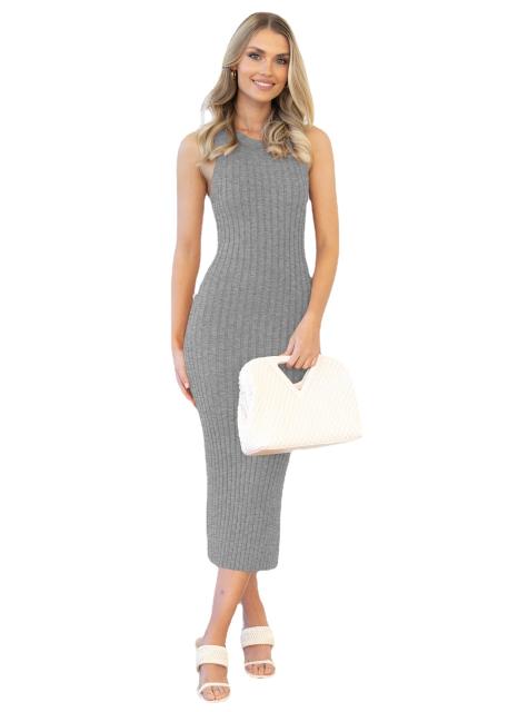 Easy match plain color knitted bodycon dress