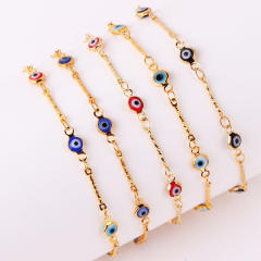 Color enamel evil eye real gold plated necklace dainty necklace