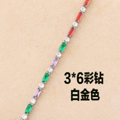 Popular rainbow cubic zircon real gold plated choker necklace