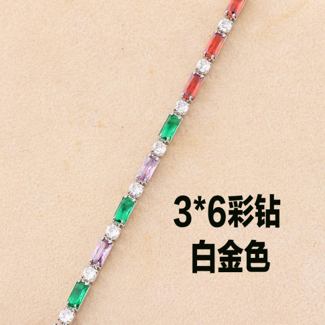 Popular rainbow cubic zircon real gold plated choker necklace