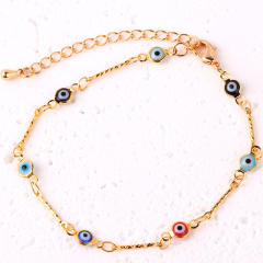 Color enamel evil eye real gold plated necklace dainty necklace