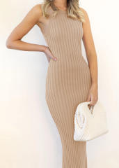 Easy match plain color knitted bodycon dress