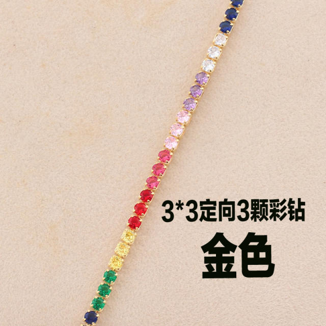 Popular rainbow cubic zircon real gold plated choker necklace
