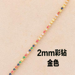 Popular rainbow cubic zircon real gold plated choker necklace
