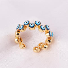 Enamel evil eye real gold plated rings