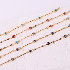 Color enamel evil eye real gold plated necklace dainty necklace