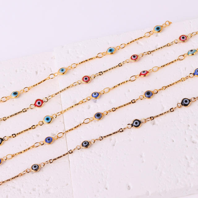 Color enamel evil eye real gold plated necklace dainty necklace