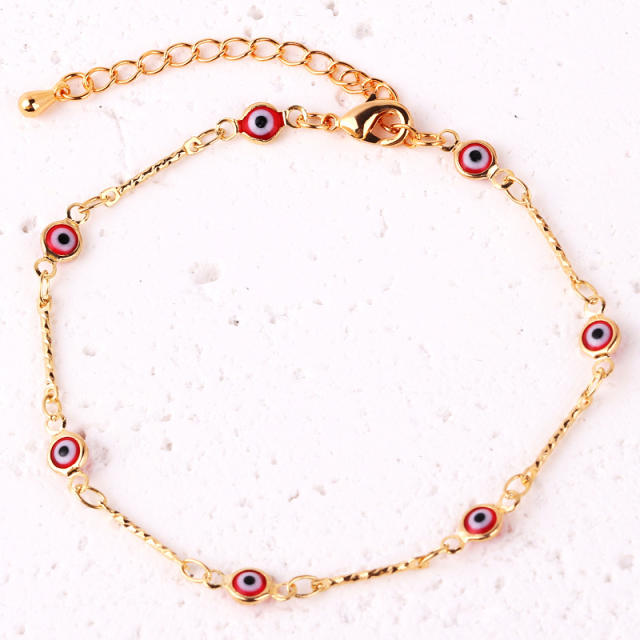 Color enamel evil eye real gold plated necklace dainty necklace