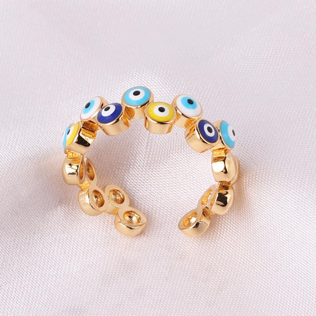Enamel evil eye real gold plated rings