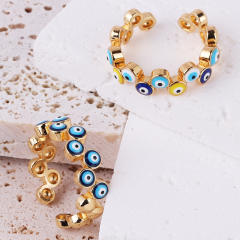 Enamel evil eye real gold plated rings