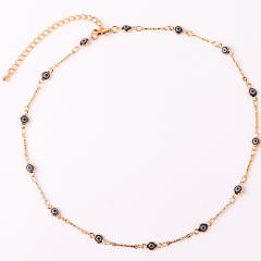 Color enamel evil eye real gold plated necklace dainty necklace