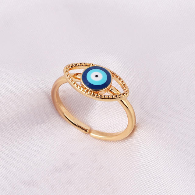INS enamel evil eye real gold plated rings
