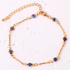 Color enamel evil eye real gold plated necklace dainty necklace