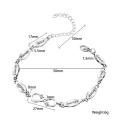 Unique infinity symbol engrave name custom bracelet
