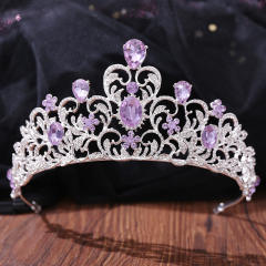 Light amethyst glass crystal statement crown