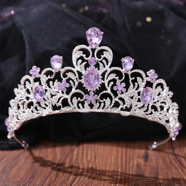 Light amethyst glass crystal statement crown