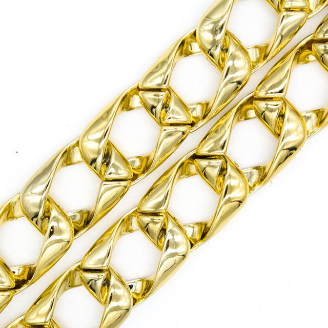 HIPHOP Gold color acrylic chain glass chain