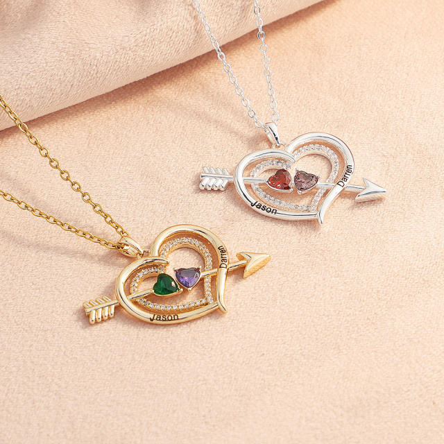 Personality birthstone heart pendant custom necklace