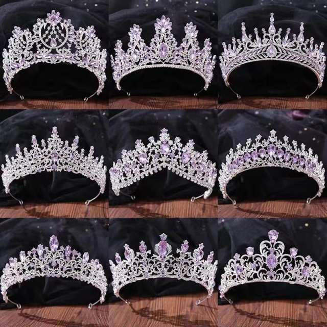 Light amethyst glass crystal statement crown