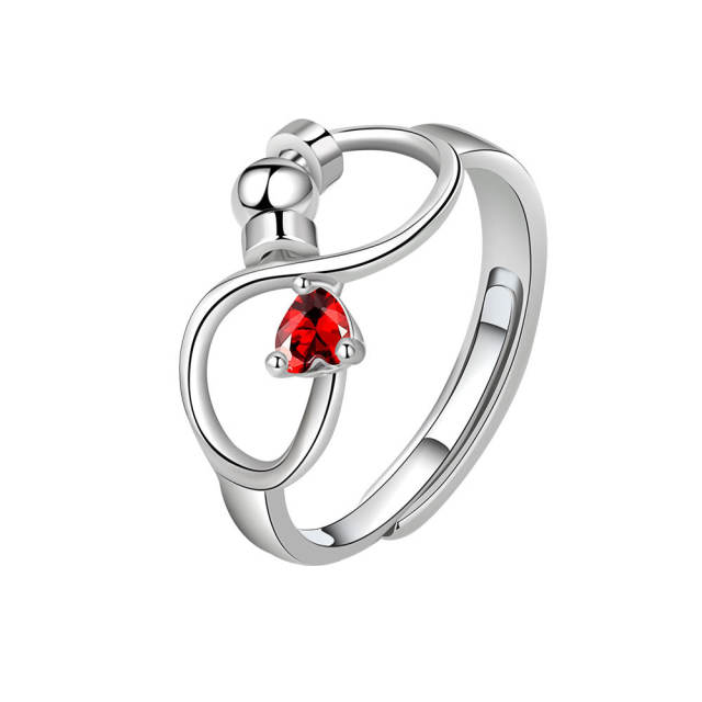 Concise birthstone infinity symbol anxiety rings