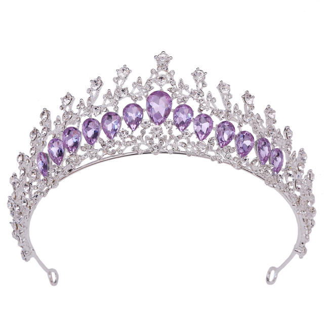 Light amethyst glass crystal statement crown