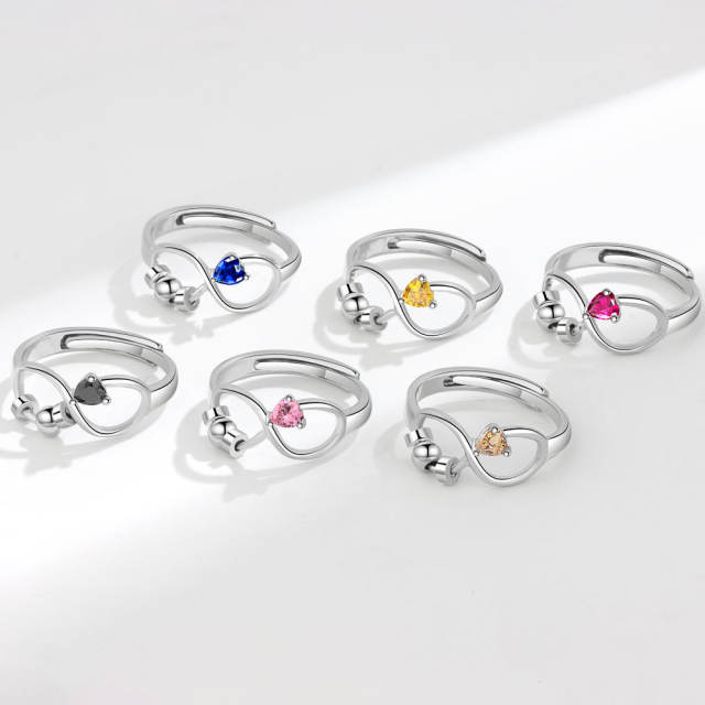 Concise birthstone infinity symbol anxiety rings