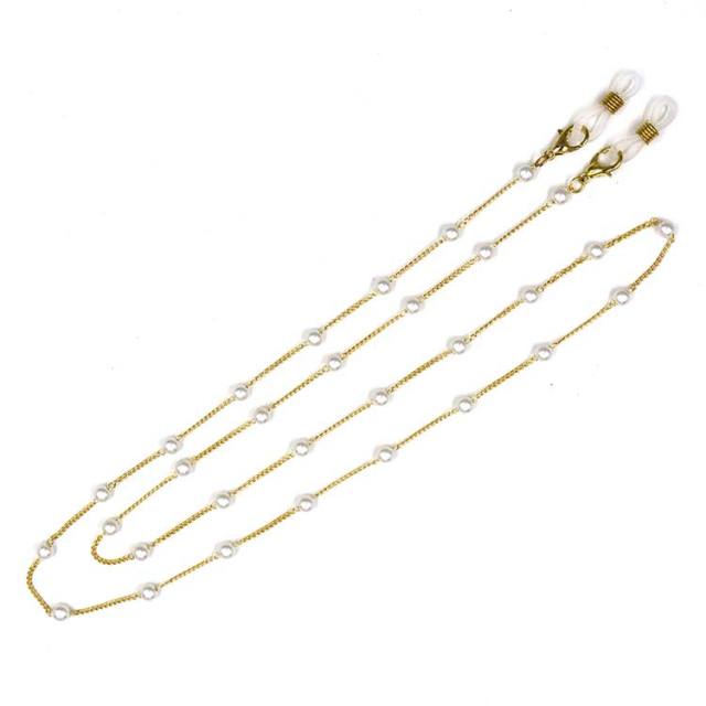 Concise tiny pearl bead glass chain