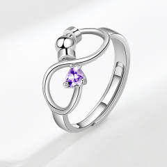 Concise birthstone infinity symbol anxiety rings