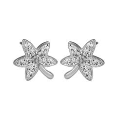 925 sterling silver diamond leaf studs earrings