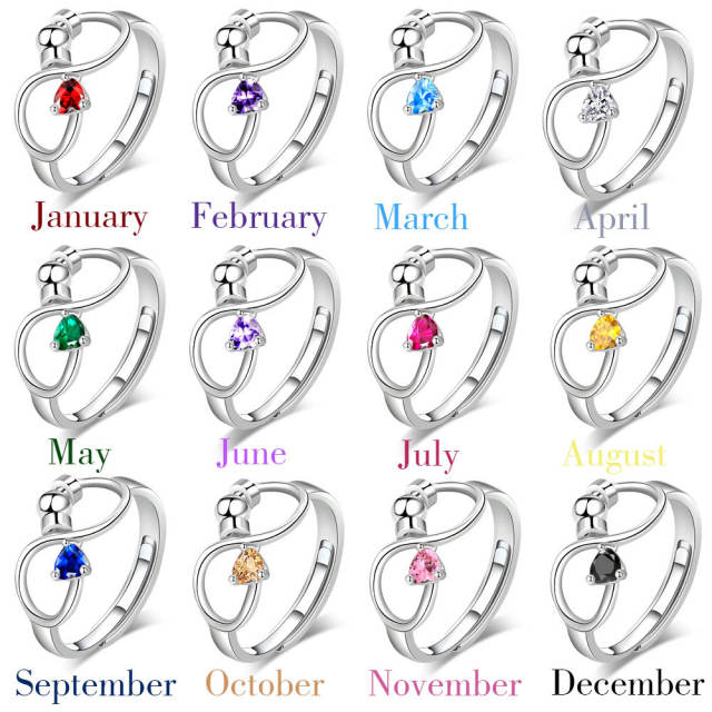 Concise birthstone infinity symbol anxiety rings