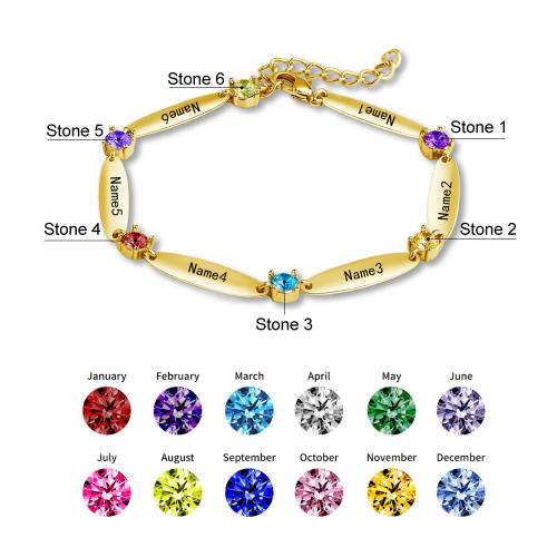 Personality engrave name birthstone custom bracelet