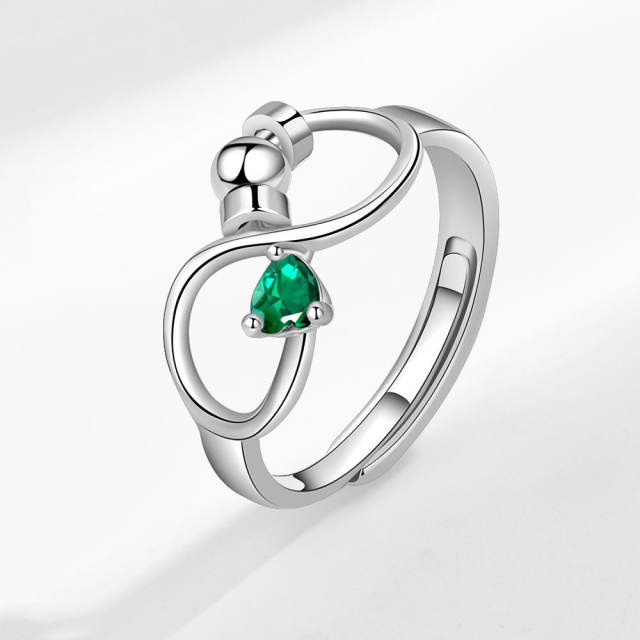 Concise birthstone infinity symbol anxiety rings