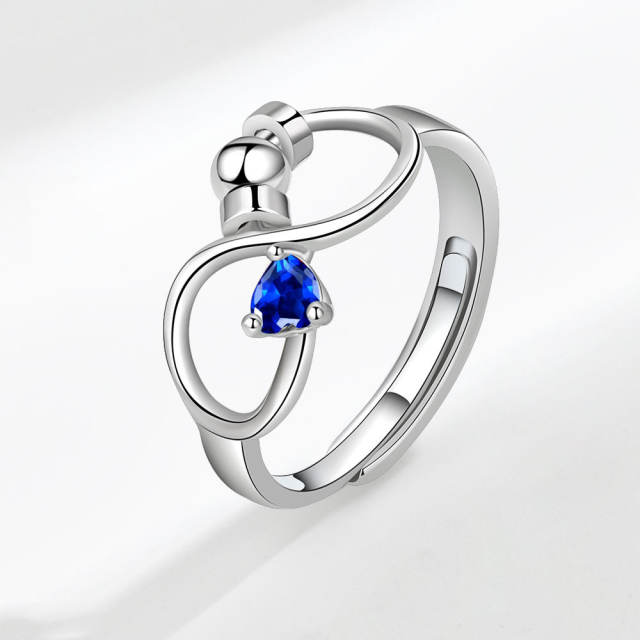Concise birthstone infinity symbol anxiety rings