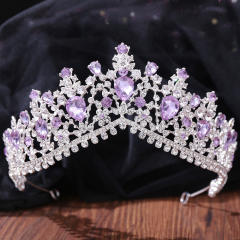 Light amethyst glass crystal statement crown