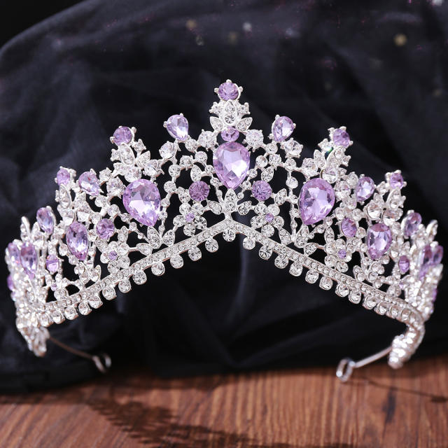 Light amethyst glass crystal statement crown