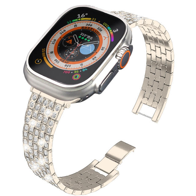 Stainless steel material diamond watch band for apple watch