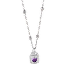 925 sterling silver heart cubic zircon padlock pendant necklace