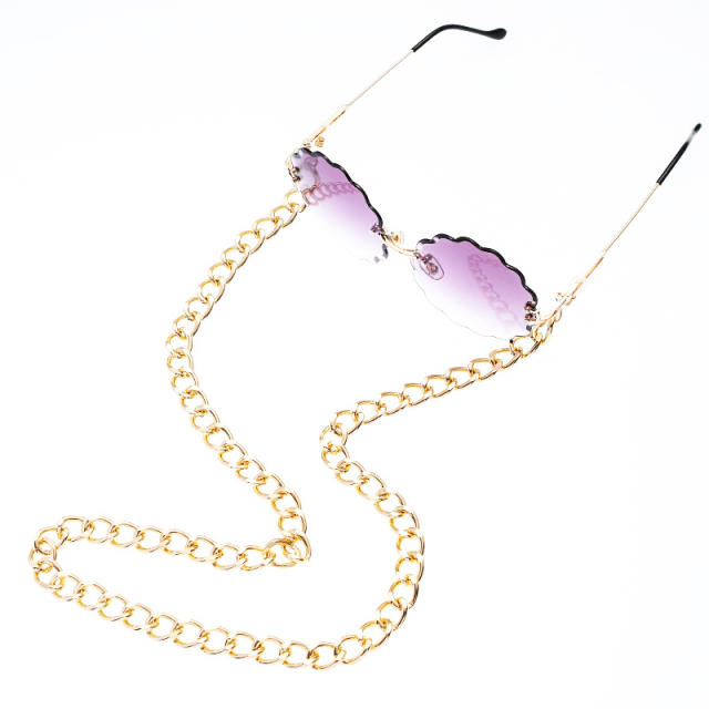 HIPHOP gold color metal chain glass chain