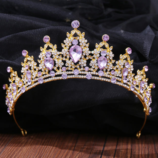 Light amethyst glass crystal statement crown