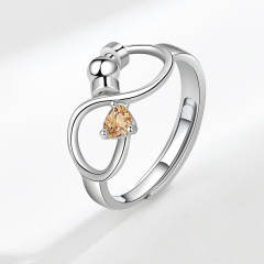 Concise birthstone infinity symbol anxiety rings