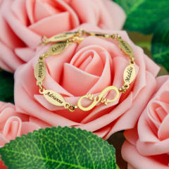 Unique infinity symbol engrave name custom bracelet