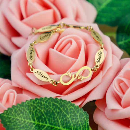 Unique infinity symbol engrave name custom bracelet