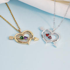 Personality birthstone heart pendant custom necklace