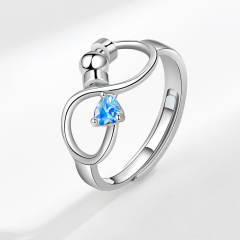 Concise birthstone infinity symbol anxiety rings