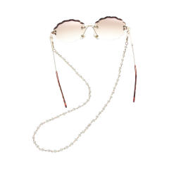 Concise faux pearl bead glass chain
