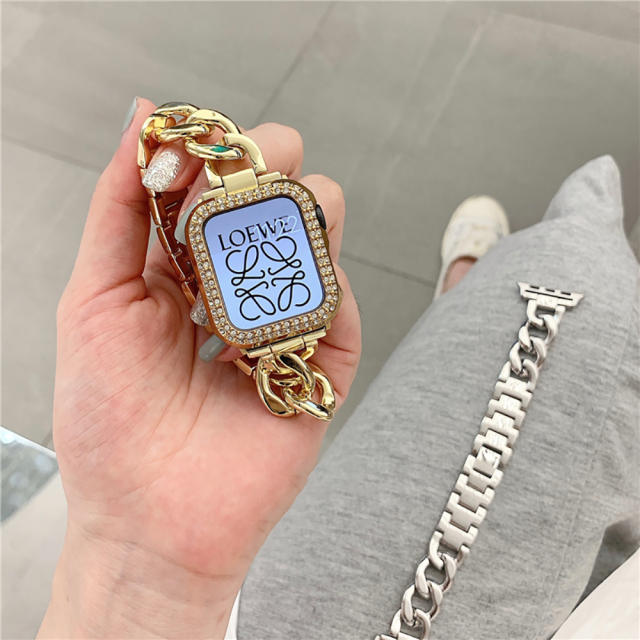 Metal chain watch band for apple watch