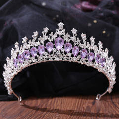 Light amethyst glass crystal statement crown